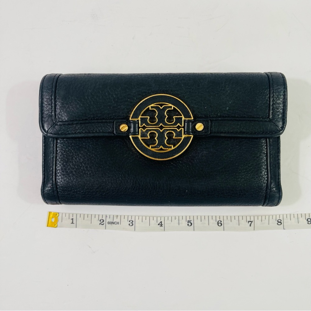 Tory Burch Black Leather Amanda Flap Continental Wallet - Picture 3 of 11